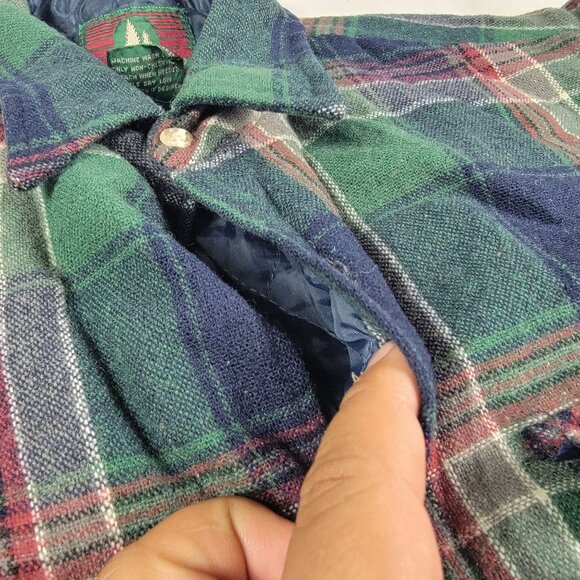 High Sierra By Mervyns Mens Medium Blue Green Flannel Shirt Winter Warm Casual - Picture 6 of 10